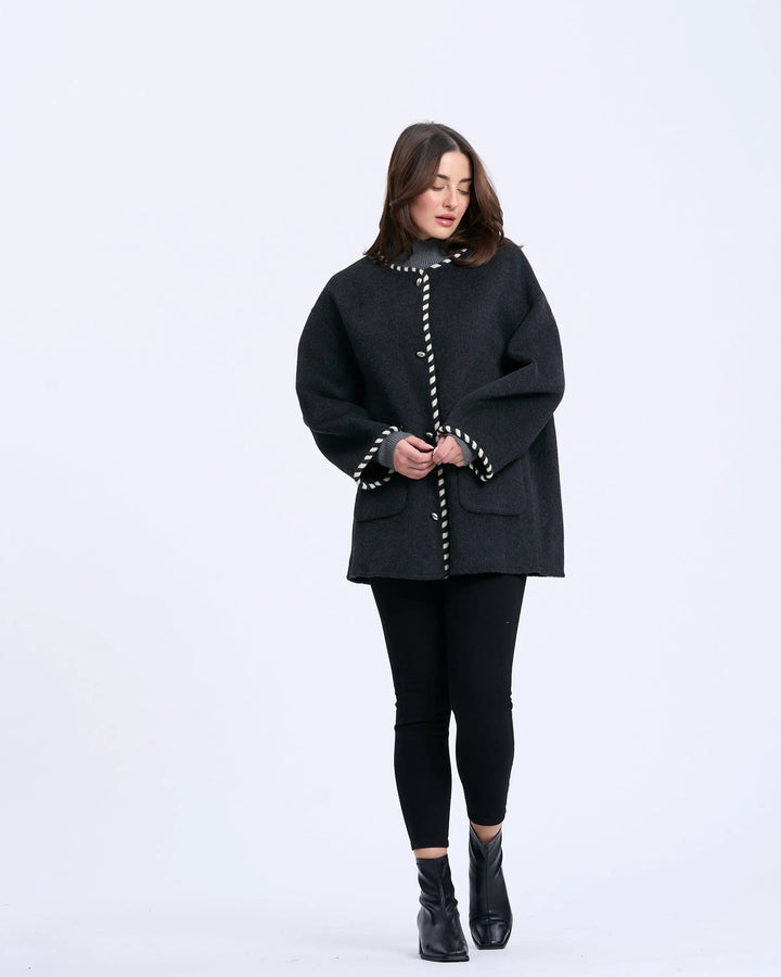 An image of a   2684Q Trimmed Wool Jacket by  Mirra Masa
