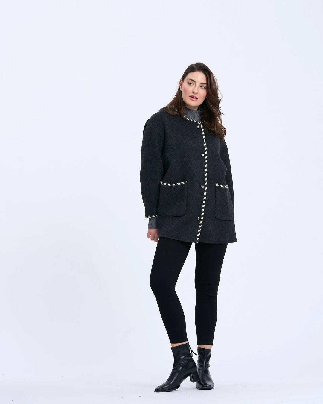 An image of a   2684Q Trimmed Wool Jacket by  Mirra Masa