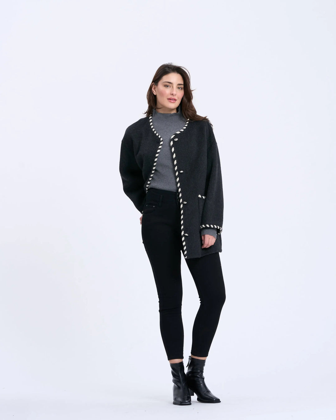 An image of a   2684Q Trimmed Wool Jacket by  Mirra Masa