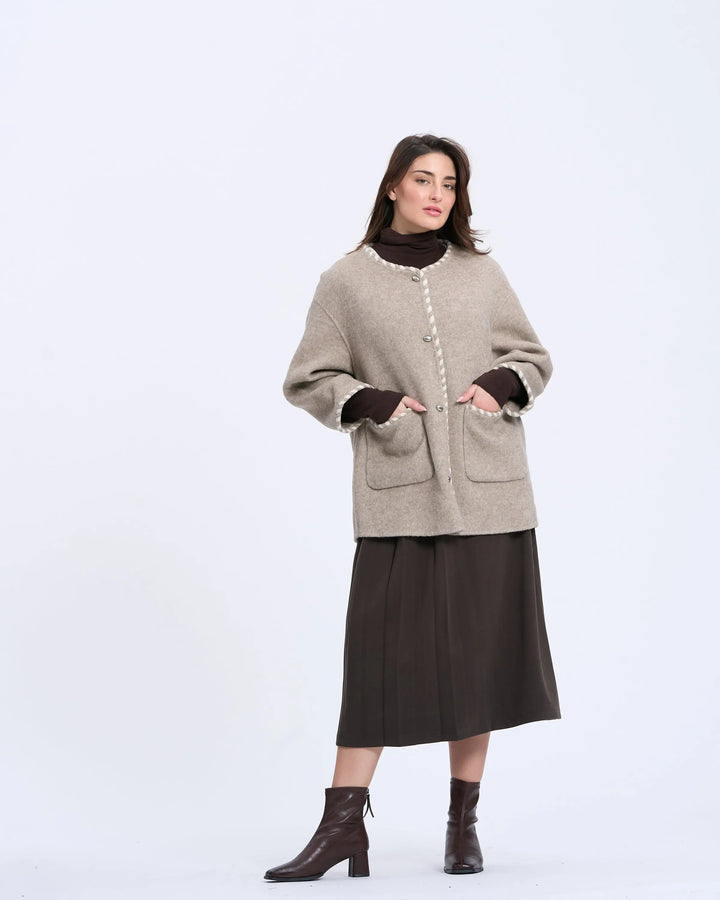 An image of a   2684Q Trimmed Wool Jacket by  Mirra Masa