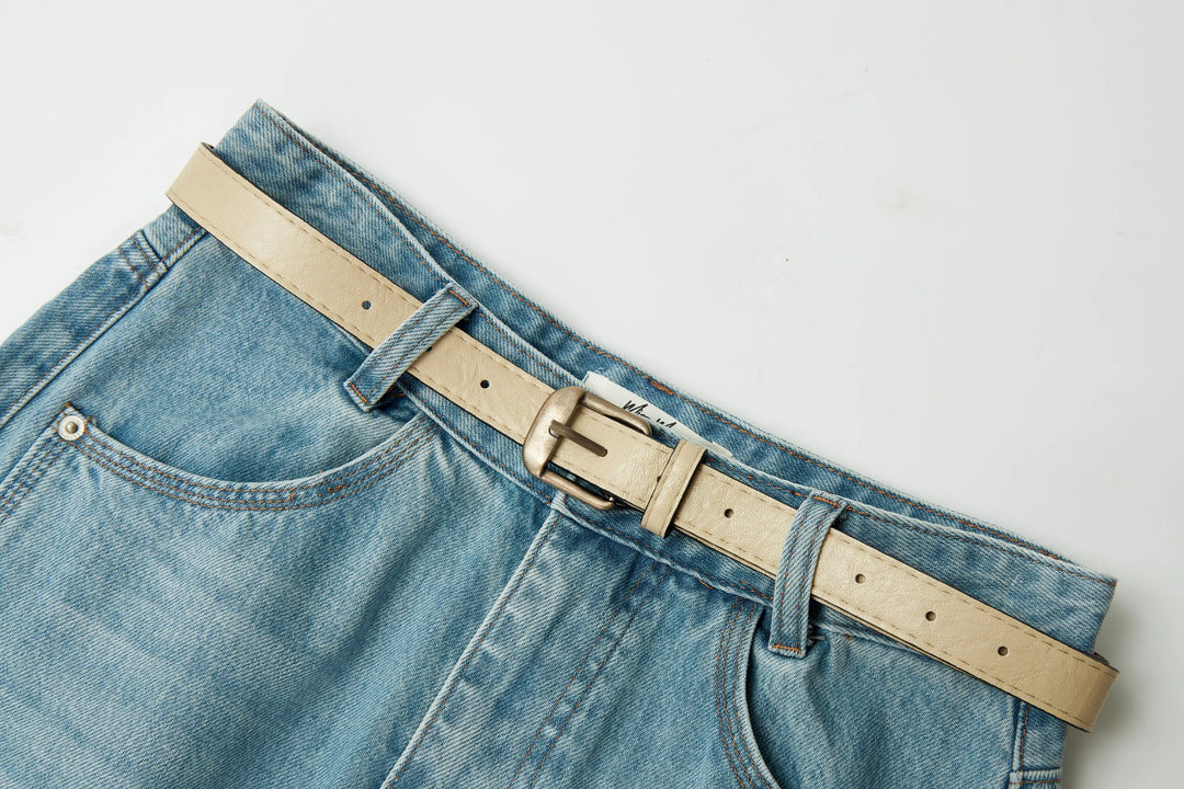 An image of a   30474 Denim Midi Skirt by  Mirra Masa