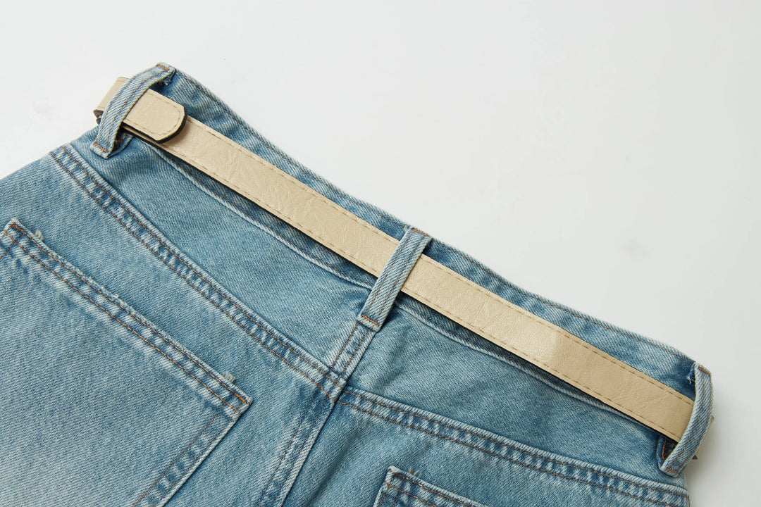 An image of a   30474 Denim Midi Skirt by  Mirra Masa