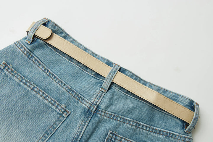 An image of a   30474 Denim Midi Skirt by  Mirra Masa