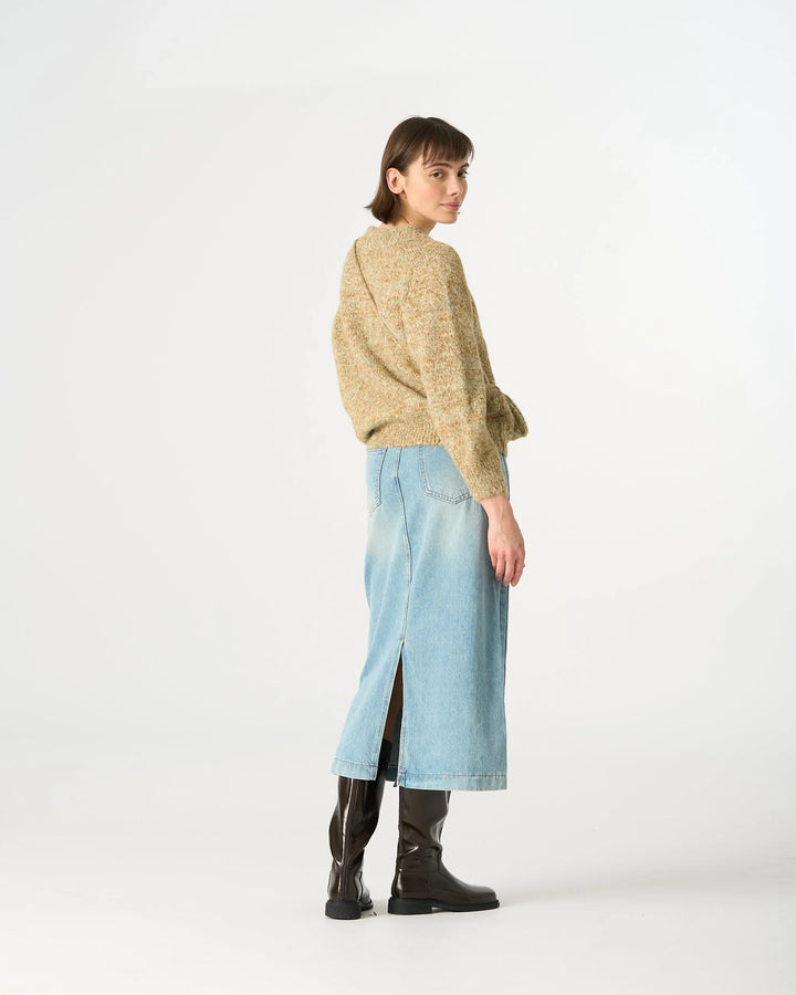 An image of a   30474 Denim Midi Skirt by  Mirra Masa