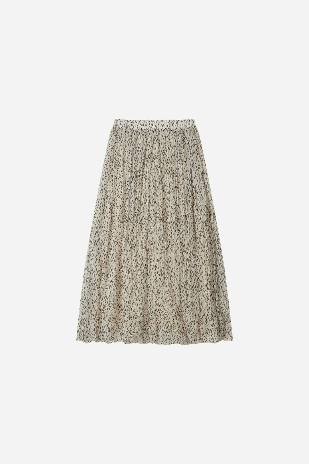 An image of a   30773 Speckled-Print Pleated Midi Skirt by  Mirra Masa