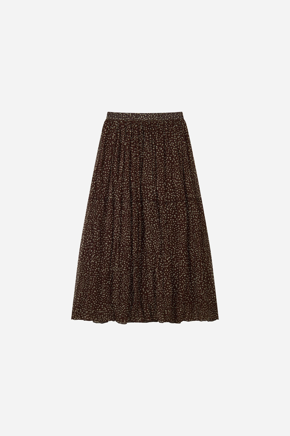 An image of a   30773 Speckled-Print Pleated Midi Skirt by  Mirra Masa