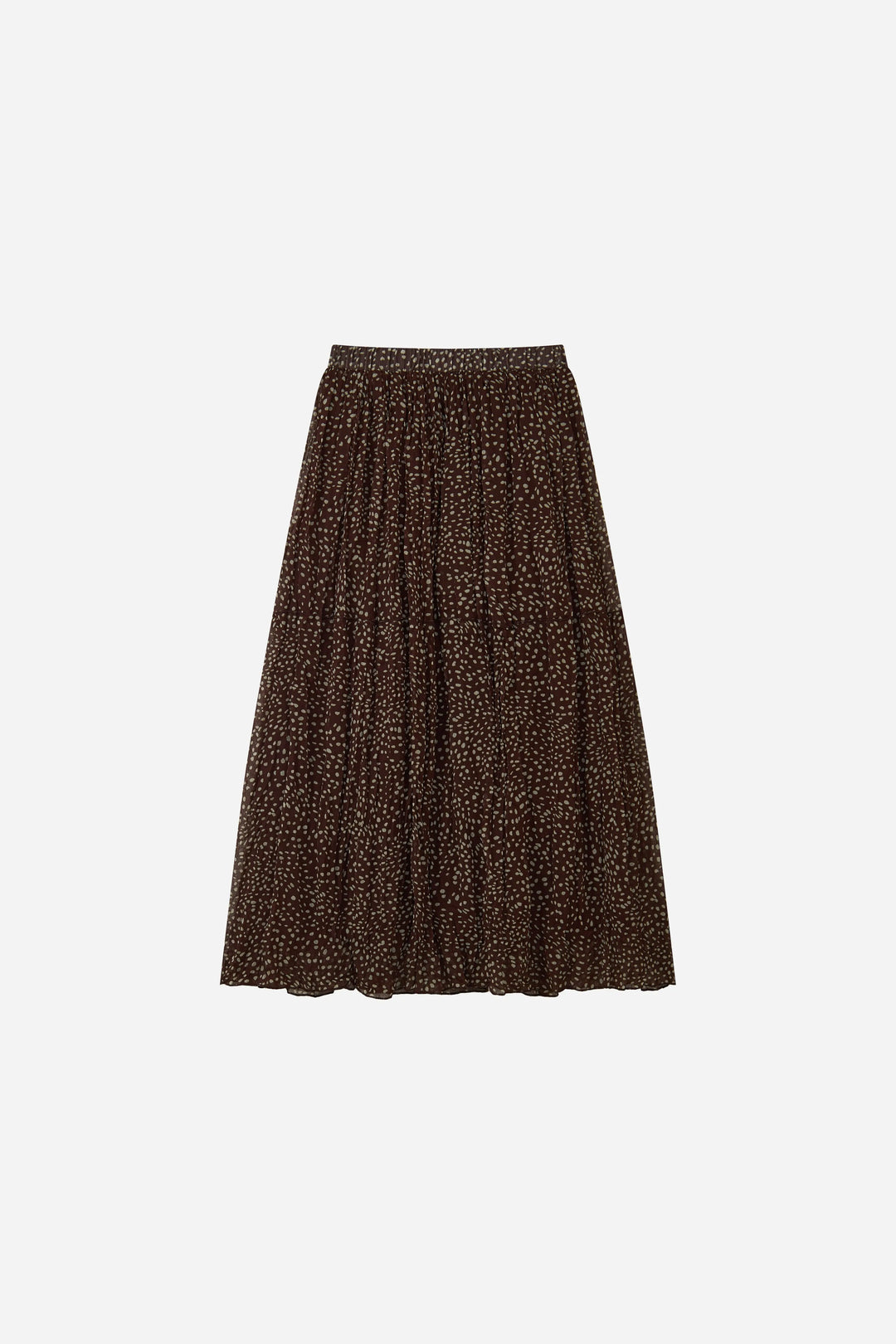An image of a   30773 Speckled-Print Pleated Midi Skirt by  Mirra Masa
