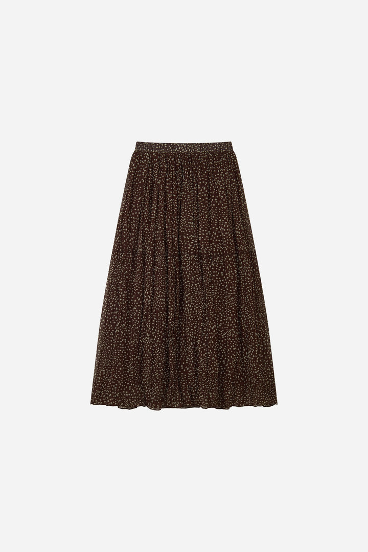 An image of a   30773 Speckled-Print Pleated Midi Skirt by  Mirra Masa