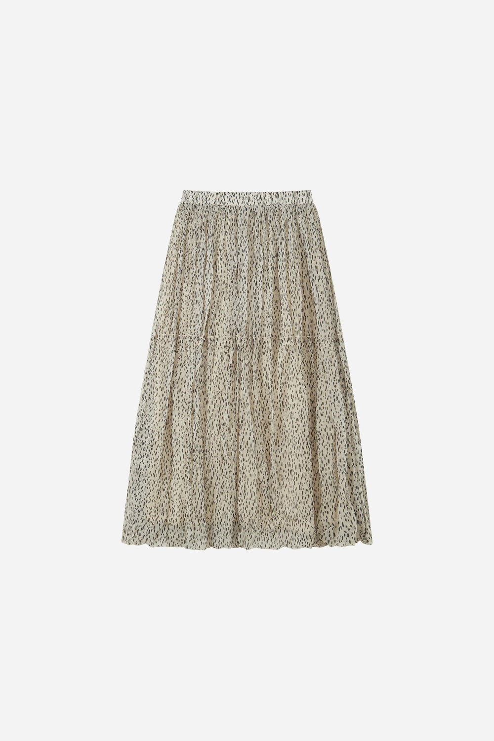 An image of a   30773 Speckled-Print Pleated Midi Skirt by  Mirra Masa
