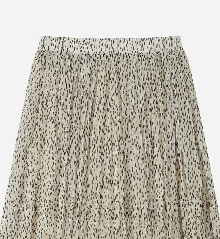 An image of a   30773 Speckled-Print Pleated Midi Skirt by  Mirra Masa
