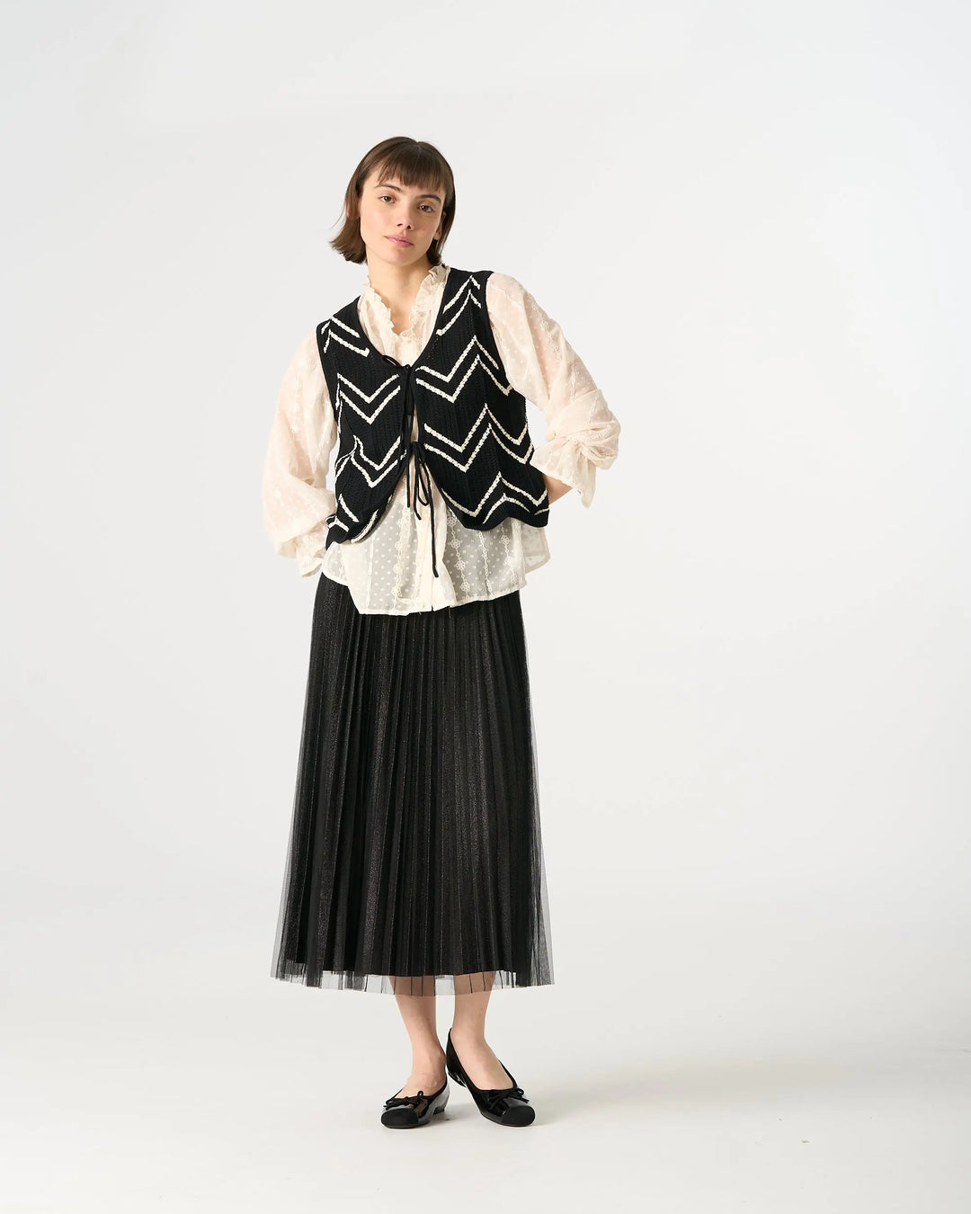 An image of a  Black / Medium 31000 Textured Knit Tank Top by  Mirra Masa