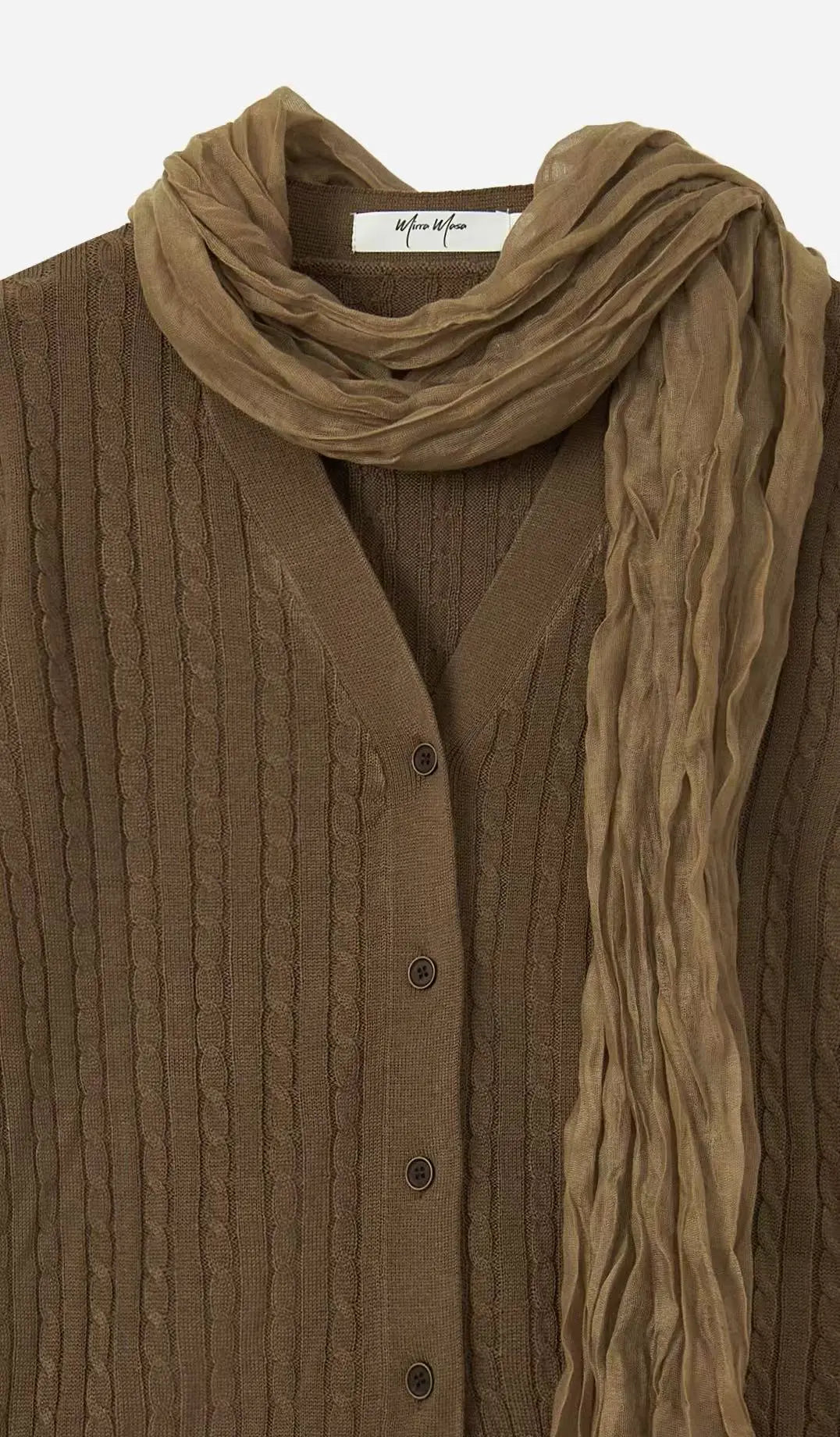 An image of a   31021 Cardigan & Scarf Set by  Mirra Masa