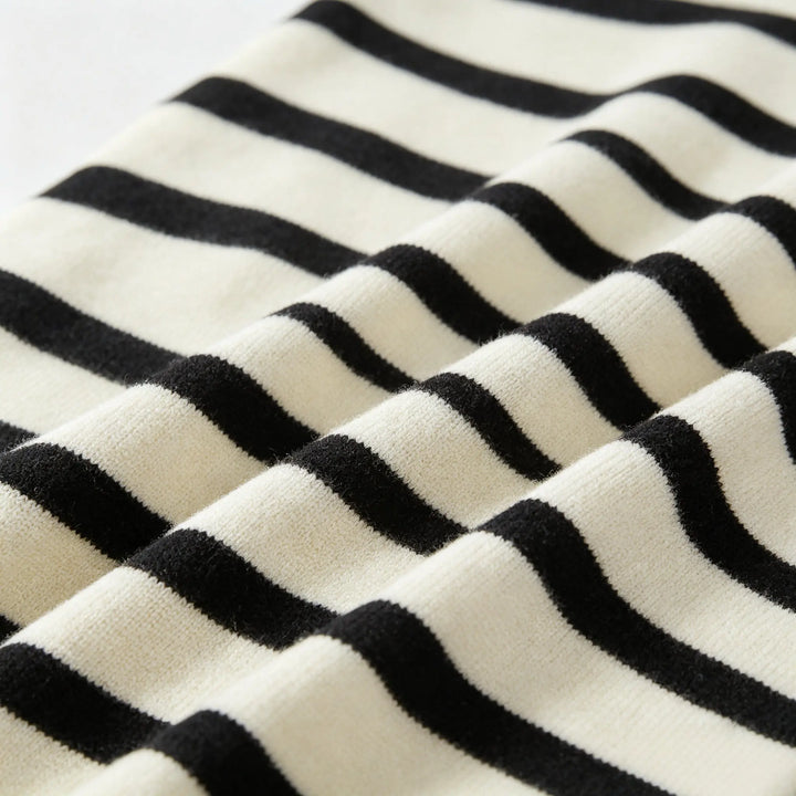 An image of a   31027 Shoulder-Button Striped Sweater by  Mirra Masa