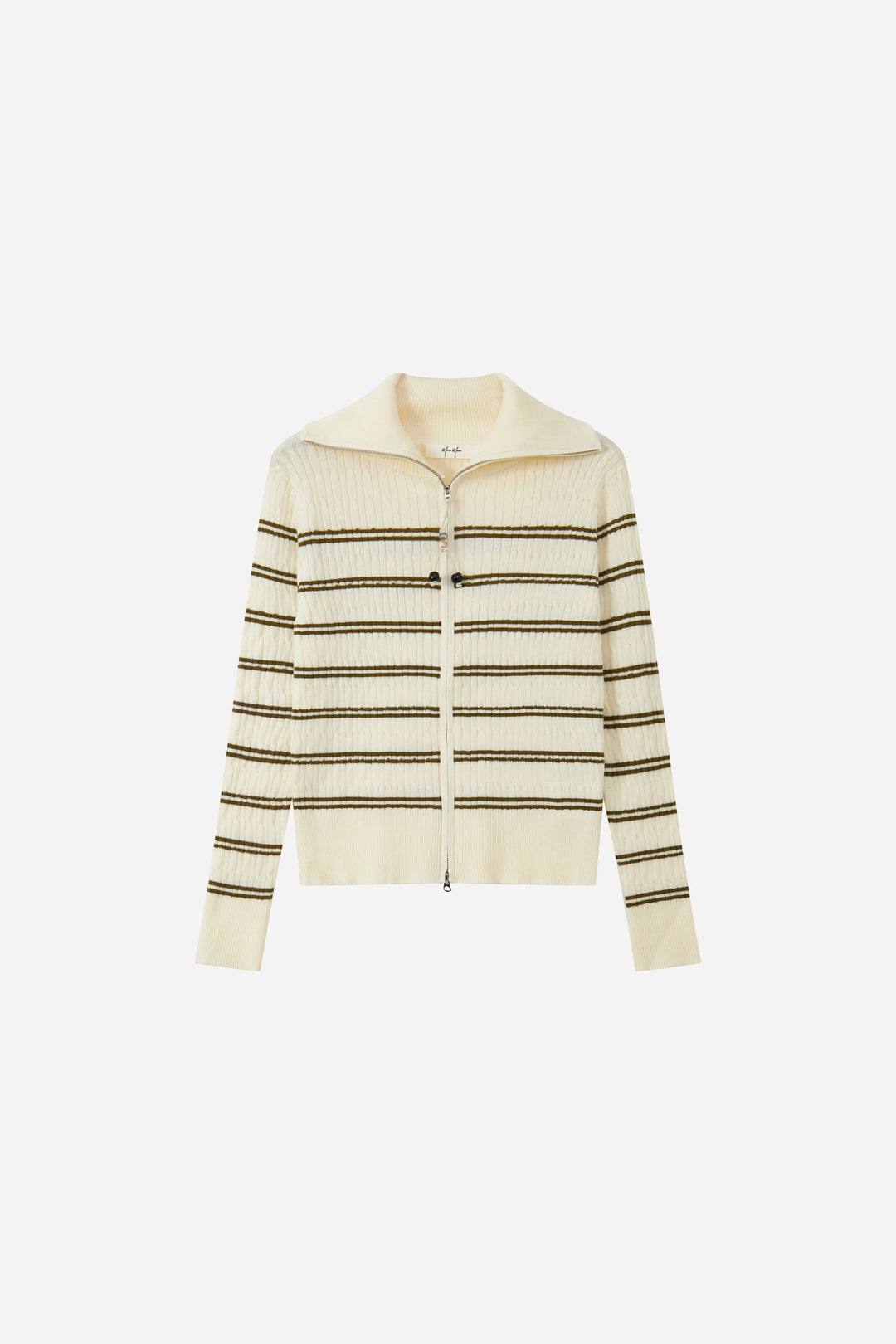 An image of a   31029 The Weekend Stripe Zip Cardigan by  Mirra Masa