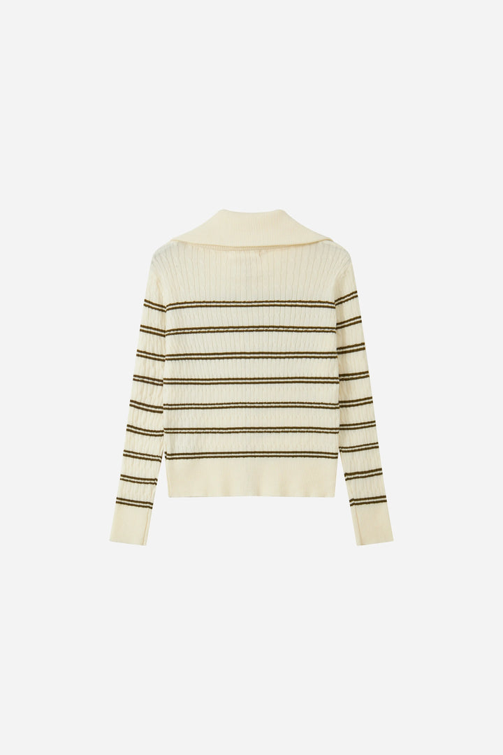 An image of a   31029 The Weekend Stripe Zip Cardigan by  Mirra Masa