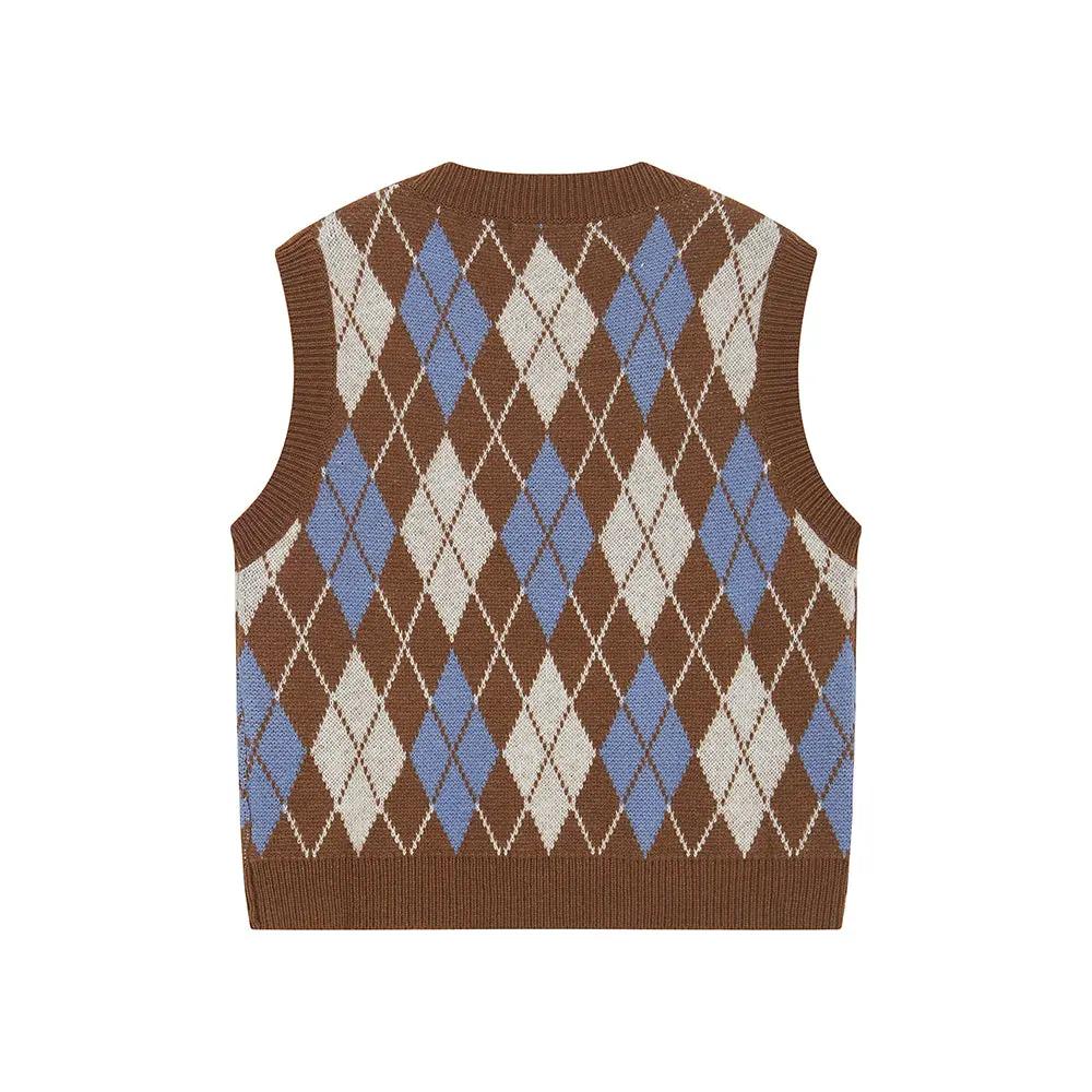An image of a   31063 Argyle Knit Sweater Vest by  Mirra Masa