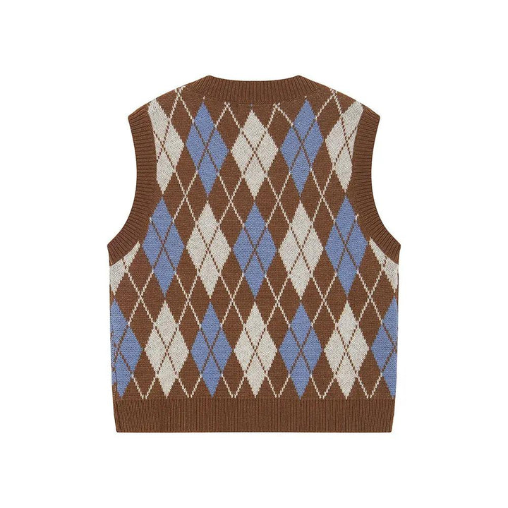 An image of a   31063 Argyle Knit Sweater Vest by  Mirra Masa