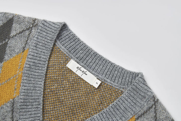 An image of a   31063 Argyle Knit Sweater Vest by  Mirra Masa