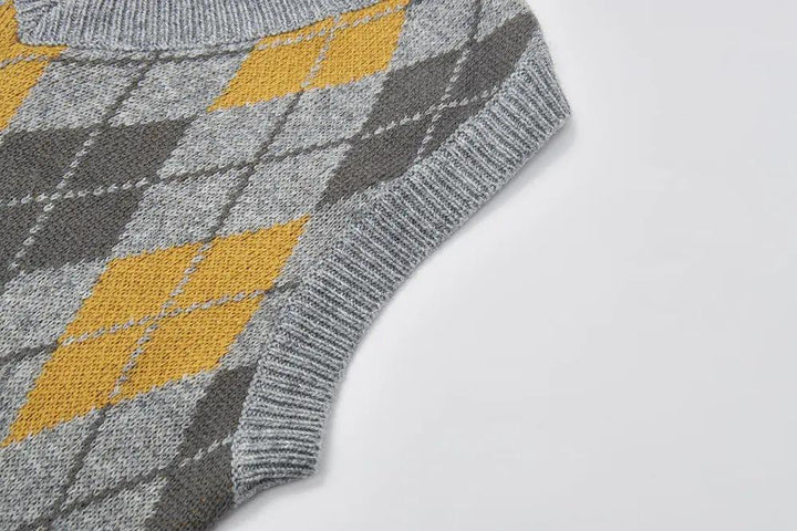 An image of a   31063 Argyle Knit Sweater Vest by  Mirra Masa
