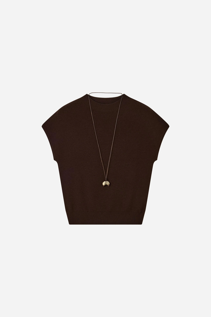 An image of a   31074 Button-Detail Cutout-Back Sweater by  Mirra Masa