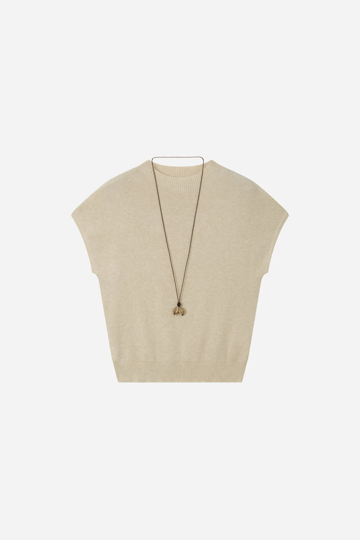 An image of a   31074 Button-Detail Cutout-Back Sweater by  Mirra Masa