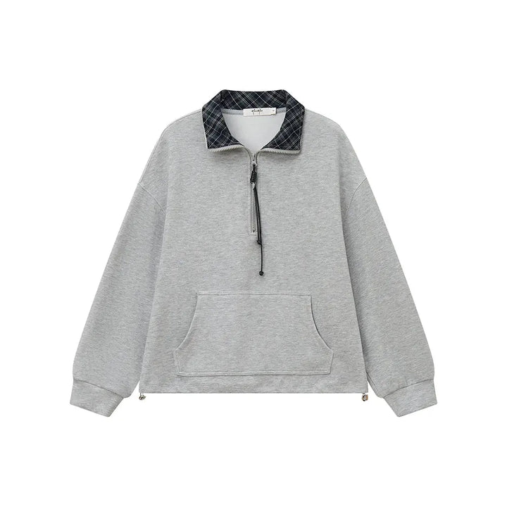 An image of a   31106 Plaid Collar Half-Zip Pullover by  Mirra Masa