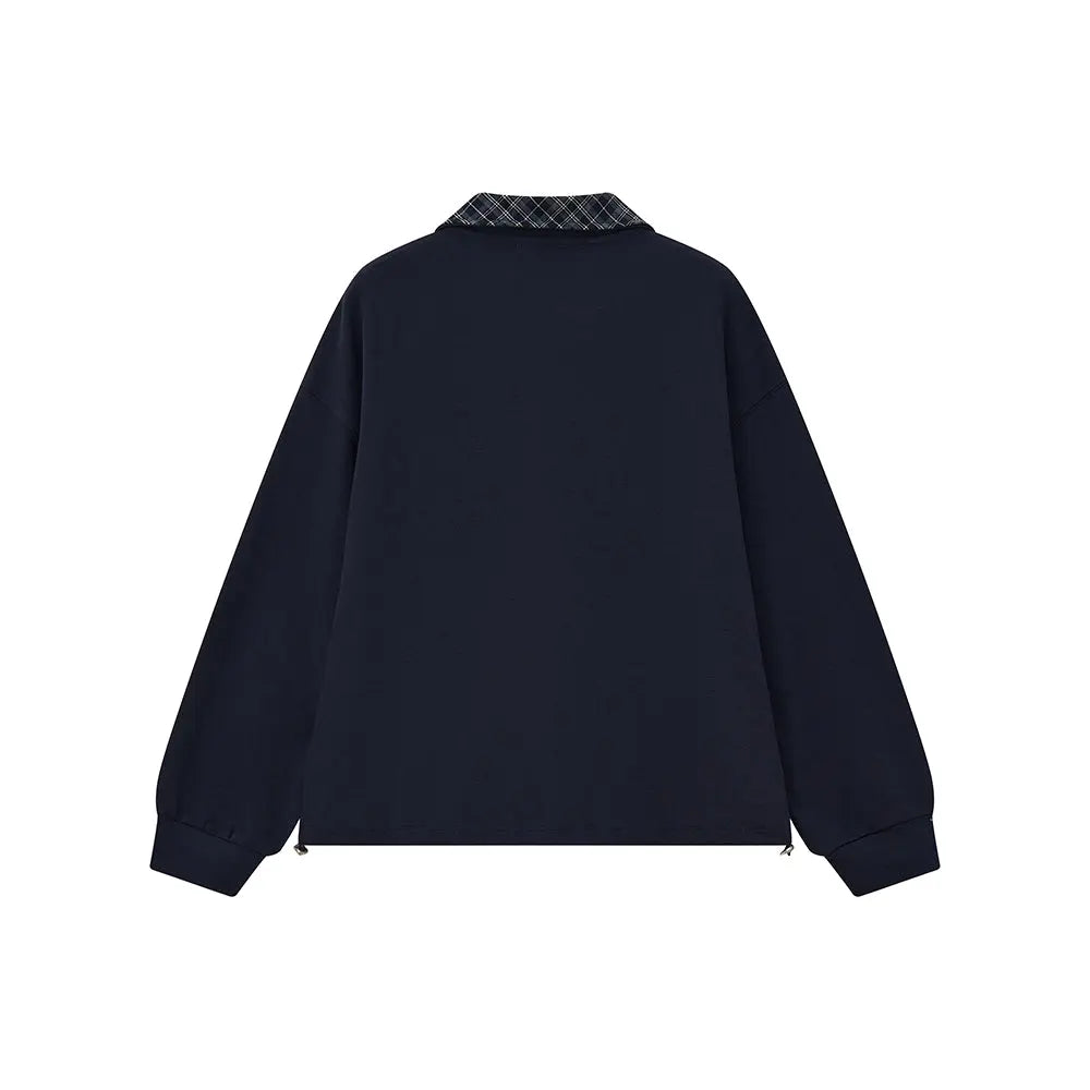 An image of a   31106 Plaid Collar Half-Zip Pullover by  Mirra Masa