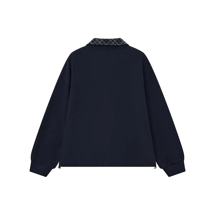 An image of a   31106 Plaid Collar Half-Zip Pullover by  Mirra Masa