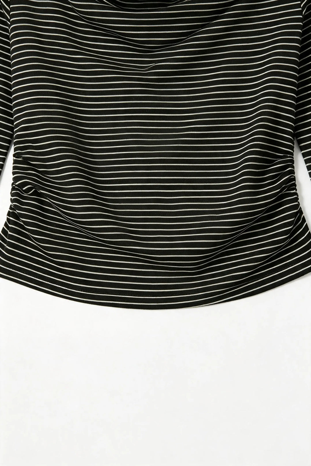 An image of a   31119 Striped Cowl Neck Long Sleeve by  Mirra Masa