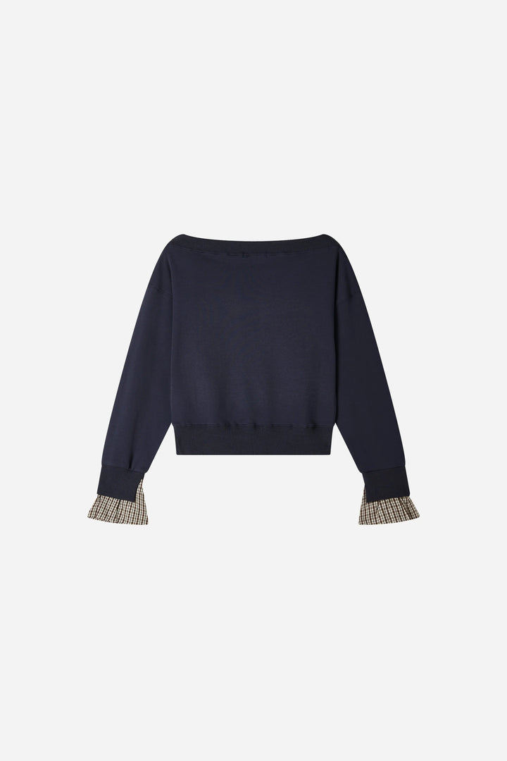 An image of a   31125 Layered Off-Shoulder Sweatshirt by  Mirra Masa