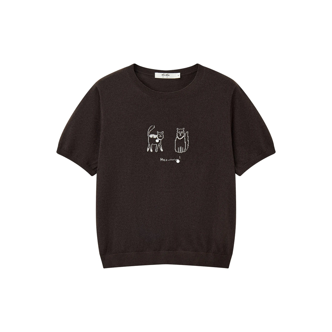 An image of a  Brown 31130 Coastal Stripe Kitty Tee by  Mirra Masa