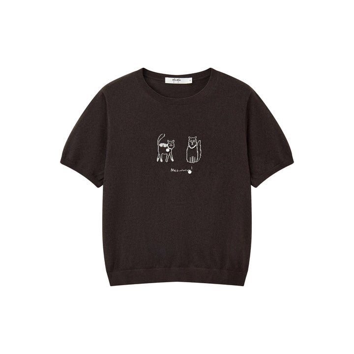 An image of a  Brown 31130 Coastal Stripe Kitty Tee by  Mirra Masa