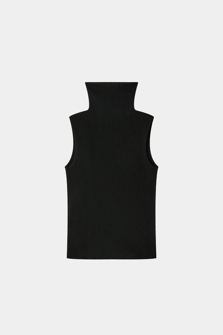An image of a   31149 Ribbed Sleeveless Turtleneck by  Mirra Masa