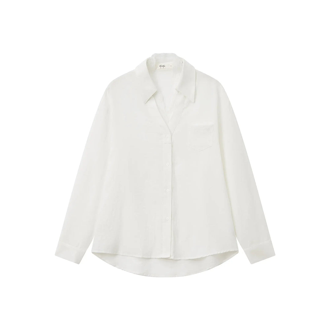 An image of a  White / One-Size 31151 Laced and Layered Shirt by  Mirra Masa