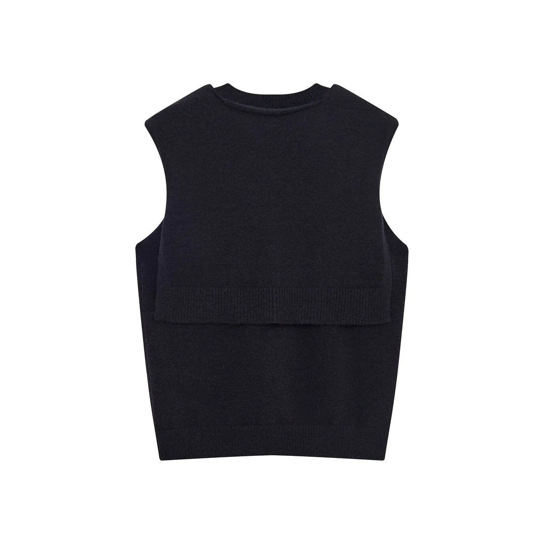 An image of a   31167 Knit Vest with Shoulder Sweater by  Mirra Masa