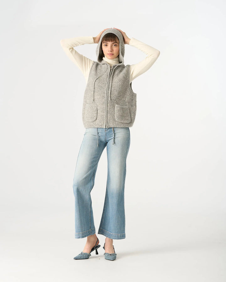 An image of a   31170 Hooded Wool Zip-Up Vest by  Mirra Masa