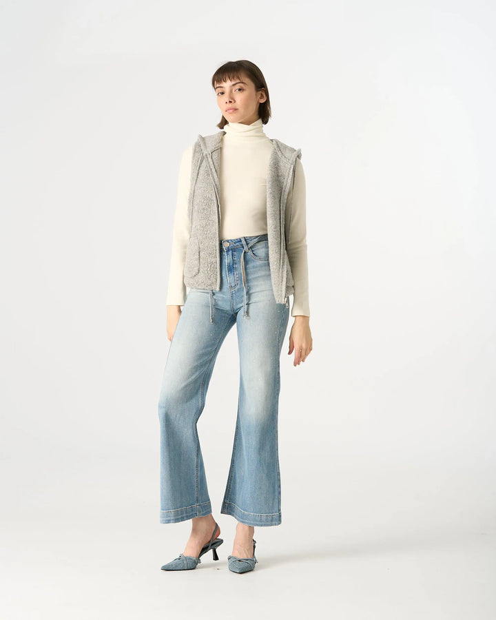 An image of a   31170 Hooded Wool Zip-Up Vest by  Mirra Masa