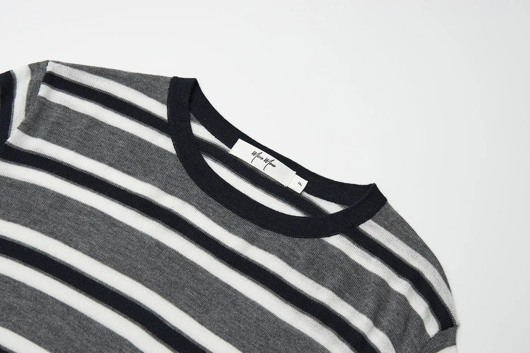 An image of a   31192 Striped Long Sleeve Knit Top by  Mirra Masa