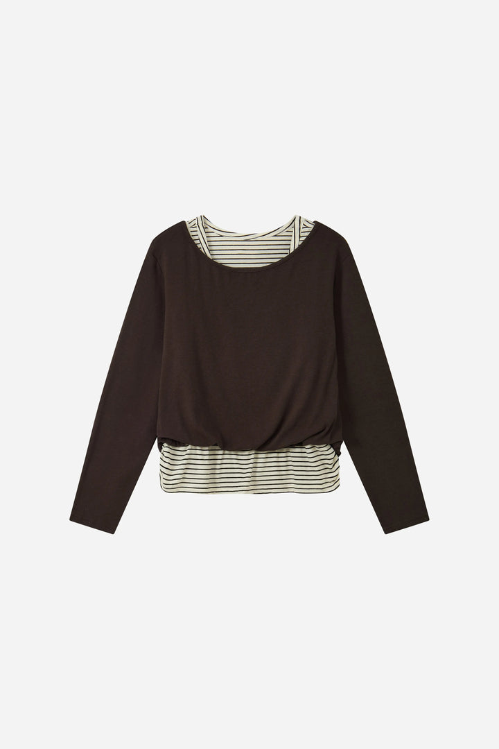 An image of a   31200 Layered Striped Long-Sleeve Top by  Mirra Masa