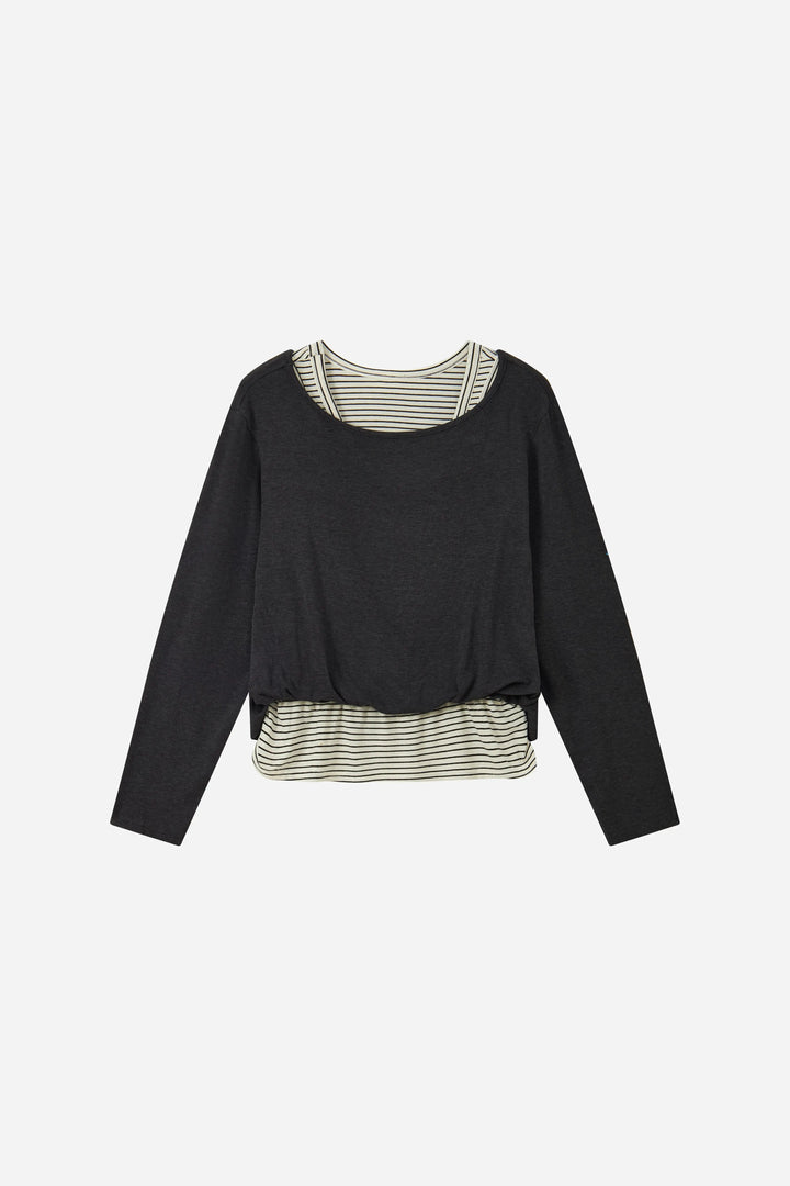 An image of a   31200 Layered Striped Long-Sleeve Top by  Mirra Masa