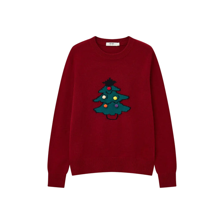 An image of a  Burgundy Red 31227 Christmas Sweater by  Mirra Masa