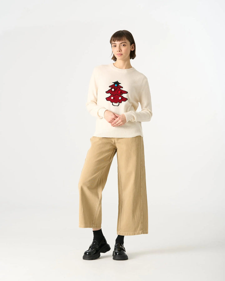 An image of a  Beige 31227 Christmas Sweater by  Mirra Masa