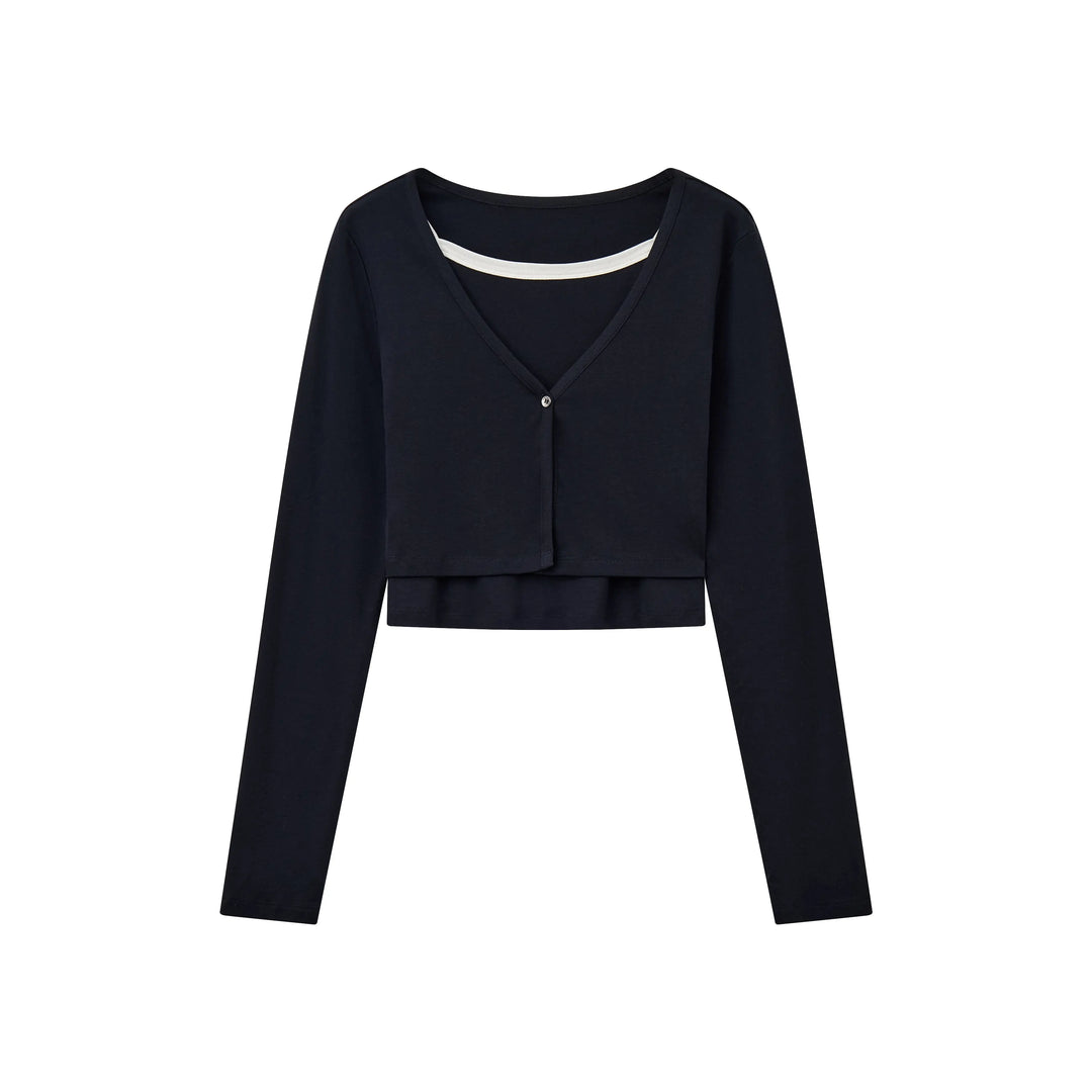 An image of a  Dark Blue / One-Size 31234 Knit Two-Piece Top by  Mirra Masa