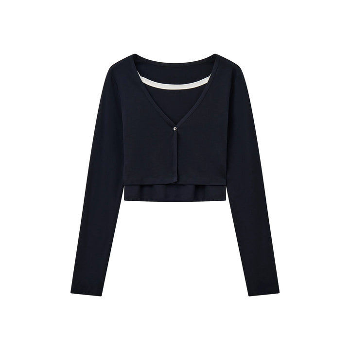 An image of a  Dark Blue / One-Size 31234 Knit Two-Piece Top by  Mirra Masa