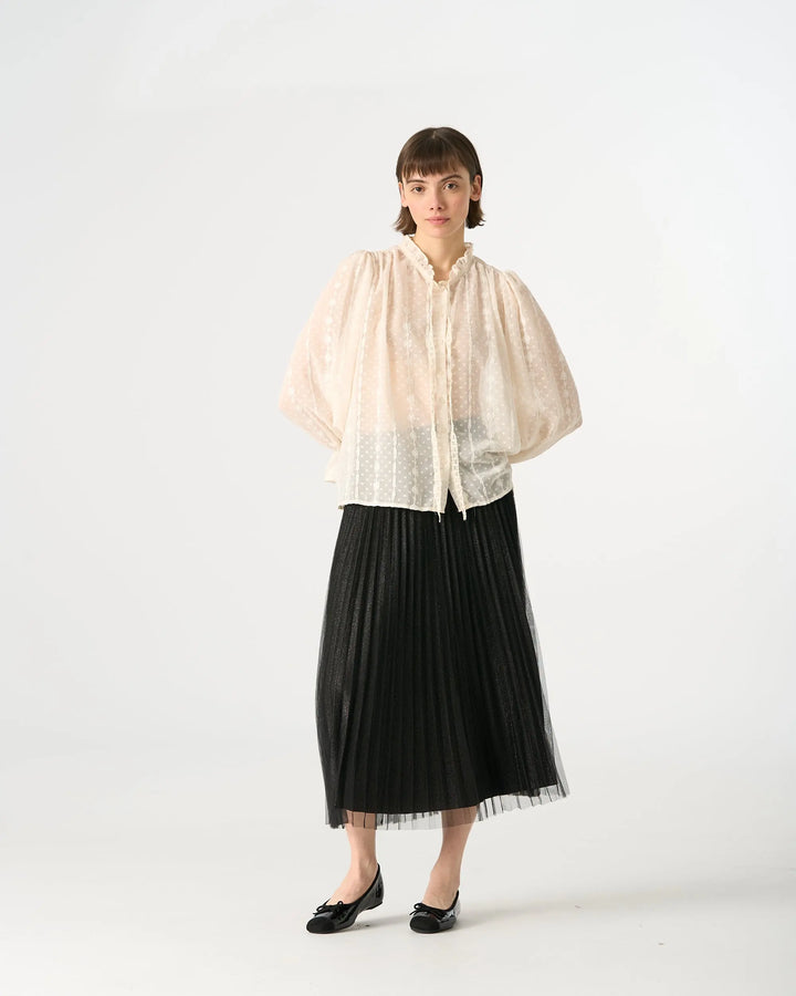 An image of a  Almond / One-Size 31241 Laced Overshirt by  Mirra Masa