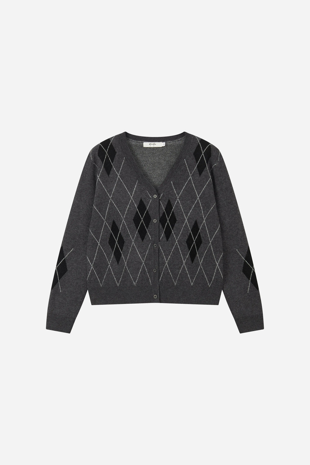 An image of a   31279 Argyle V-Neck Cardigan by  Mirra Masa