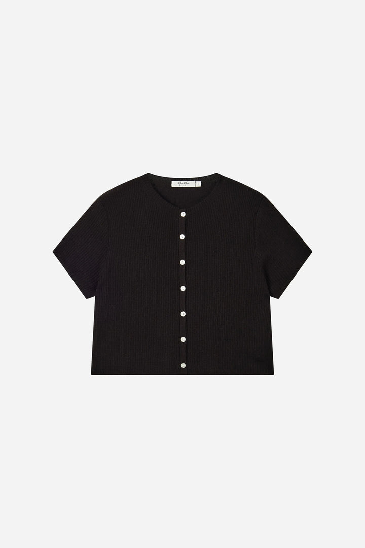 An image of a   31295 Short-Sleeve Knit Cardigan by  Mirra Masa