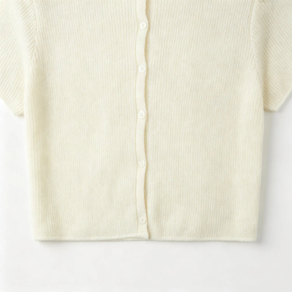 An image of a   31295 Short-Sleeve Knit Cardigan by  Mirra Masa