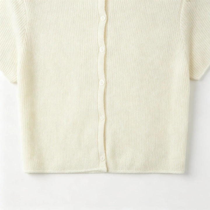 An image of a   31295 Short-Sleeve Knit Cardigan by  Mirra Masa