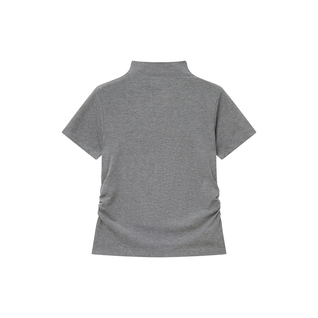 An image of a  Dark Grey / One-Size 31300 Ruched Side Slim-Fit Tee by  Mirra Masa